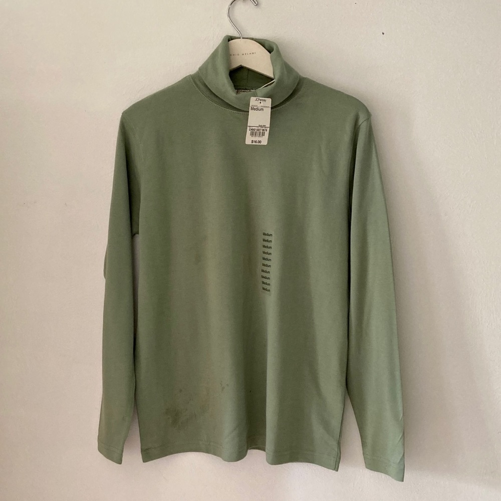 🐢NWT Dusty Mint 100% Cotton Fold-over Turtleneck